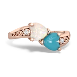 Opal Snuggling Hearts 14K Rose Gold ring R2178