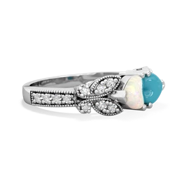 Opal Diamond Butterflies 14K White Gold ring R5601