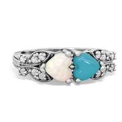 Opal Diamond Butterflies 14K White Gold ring R5601