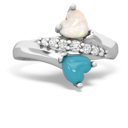 Opal Heart To Heart 14K White Gold ring R2064