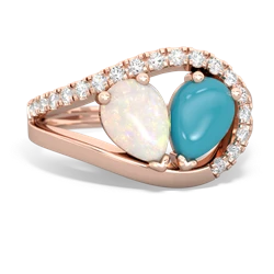 Opal Nestled Heart Keepsake 14K Rose Gold ring R5650