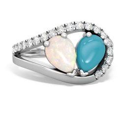 Opal Nestled Heart Keepsake 14K White Gold ring R5650