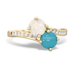 Opal Channel Set Two Stone 14K Yellow Gold ring R5303