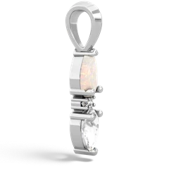 Opal Bowtie Drop 14K White Gold pendant P0865