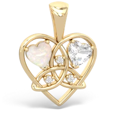 Opal Celtic Trinity Heart 14K Yellow Gold pendant P5331