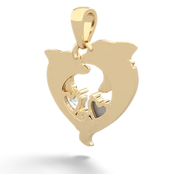 Opal Dolphin Heart 14K Yellow Gold pendant P5820