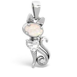 Opal Kitten 14K White Gold pendant P5780