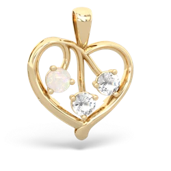 Opal Glowing Heart 14K Yellow Gold pendant P2233