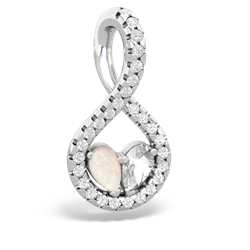 Opal Pave Twist 'One Heart' 14K White Gold pendant P5360