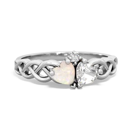 Opal Heart To Heart Braid 14K White Gold ring R5870