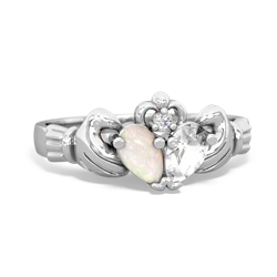 Opal 'Our Heart' Claddagh 14K White Gold ring R2388