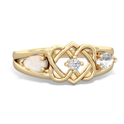 Opal Hearts Intertwined 14K Yellow Gold ring R5880