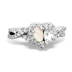 Opal Diamond Twist 'One Heart' 14K White Gold ring R2640HRT