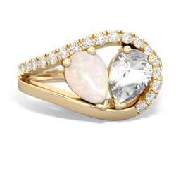 Opal Nestled Heart Keepsake 14K Yellow Gold ring R5650