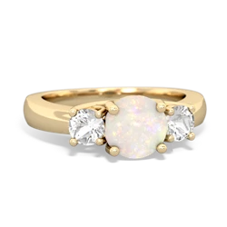 Opal Three Stone Round Trellis 14K Yellow Gold ring R4018