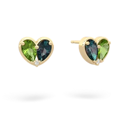 Peridot 'Our Heart' 14K Yellow Gold earrings E5072