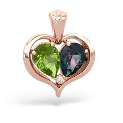 Peridot Two Become One 14K Rose Gold pendant P5330