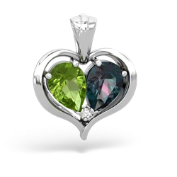 Peridot Two Become One 14K White Gold pendant P5330