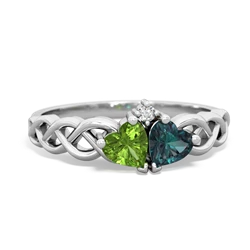 Peridot Heart To Heart Braid 14K White Gold ring R5870