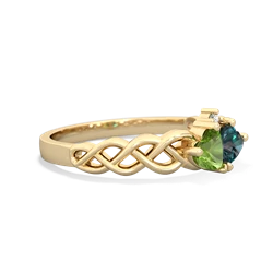 Peridot Heart To Heart Braid 14K Yellow Gold ring R5870