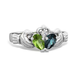 Peridot 'Our Heart' Claddagh 14K White Gold ring R2388