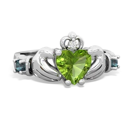 Peridot Claddagh Keepsake 14K White Gold ring R5245