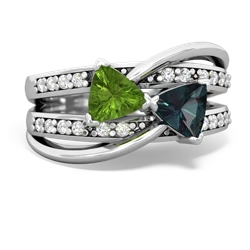 Peridot Bowtie 14K White Gold ring R2360