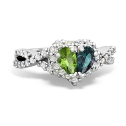 Peridot Diamond Twist 'One Heart' 14K White Gold ring R2640HRT