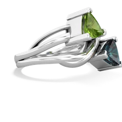 Peridot Split Band Swirl 14K White Gold ring R2341