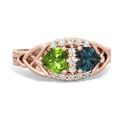 Peridot Sparkling Celtic Knot 14K Rose Gold ring R2645