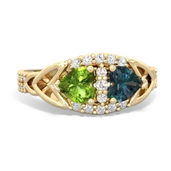 Peridot Sparkling Celtic Knot 14K Yellow Gold ring R2645