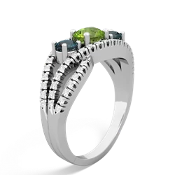 Peridot Three Stone Aurora 14K White Gold ring R3080