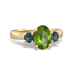 Peridot Three Stone Oval Trellis 14K Yellow Gold ring R4024