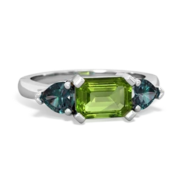 Peridot Three Stone 14K White Gold ring R5235