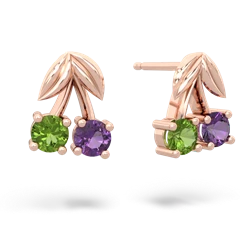 Peridot Sweet Cherries 14K Rose Gold earrings E7001