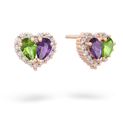 Peridot Halo 14K Rose Gold earrings E7008