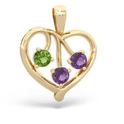 Peridot Glowing Heart 14K Yellow Gold pendant P2233