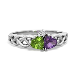 Peridot Heart To Heart Braid 14K White Gold ring R5870