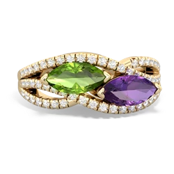 Peridot Diamond Rivers 14K Yellow Gold ring R3070