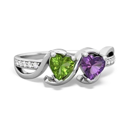 Peridot Side By Side 14K White Gold ring R3090