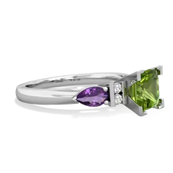 Peridot 6Mm Princess Eternal Embrace Engagement 14K White Gold ring C2002