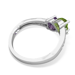 Peridot Snuggling Hearts 14K White Gold ring R2178