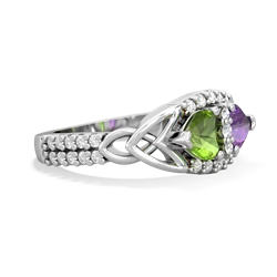 Peridot Sparkling Celtic Knot 14K White Gold ring R2645