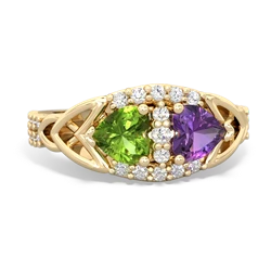 Peridot Sparkling Celtic Knot 14K Yellow Gold ring R2645