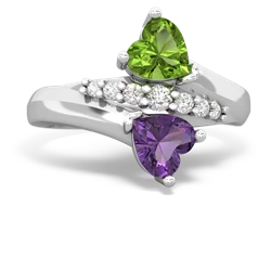 Peridot Heart To Heart 14K White Gold ring R2064