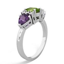 Peridot Antique Style Three Stone 14K White Gold ring R2186