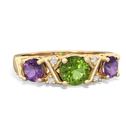 Peridot Hugs And Kisses 14K Yellow Gold ring R5016