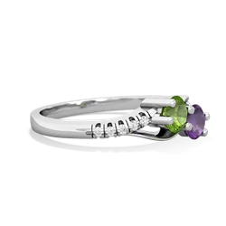 Peridot Infinity Pave Two Stone 14K White Gold ring R5285