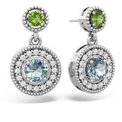 Peridot Halo Dangle 14K White Gold earrings E5319