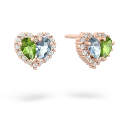 Peridot Halo 14K Rose Gold earrings E7008